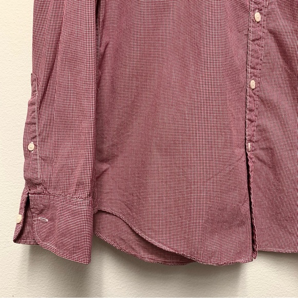 J Crew Slim Washed Button Down Shirt Size Large Mini Gingham Check Red Cotton - Picture 5 of 10